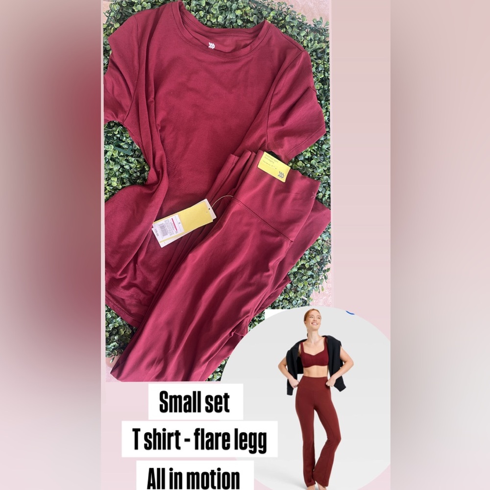 all in motion Wine Red Lounge T-Shirt & Flare Leggings Set
